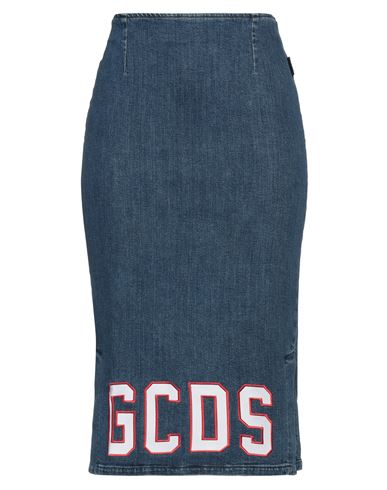 Gcds Woman Denim Skirt Blue Size L Cotton