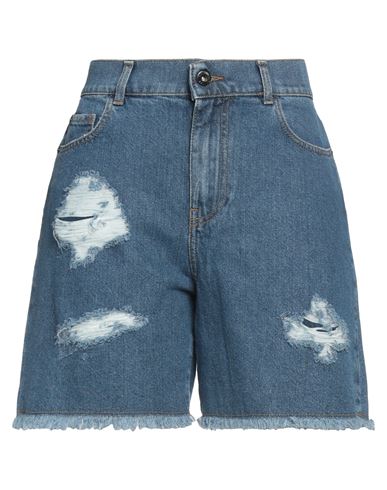 Shop Actitude By Twinset Woman Denim Shorts Blue Size 32 Cotton
