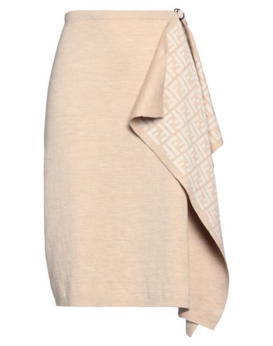 Shop Fendi Woman Midi Skirt Camel Size 6 Wool, Polyamide, Polyurethane In Beige