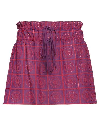 Ganni Woman Mini Skirt Mauve Size 6 Organic Cotton In Purple