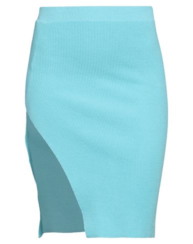 Laneus Woman Mini Skirt Azure Size 8 Cotton, Lycra In Blue