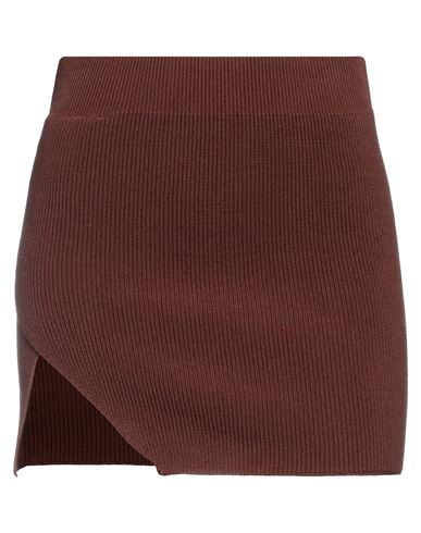 Laneus Ribbed-knit Asymmetric Miniskirt In Brown