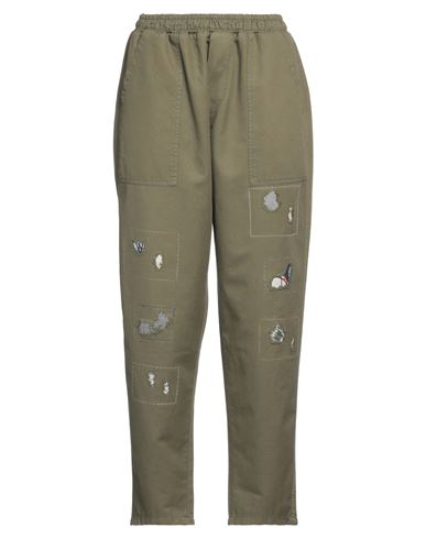 Noir'n'bleu Woman Pants Military Green Size 32 Linen, Cotton, Elastane