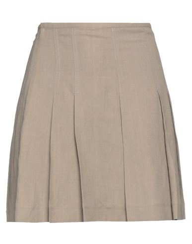 Shop Brunello Cucinelli Woman Mini Skirt Light Brown Size 6 Viscose, Linen In Beige