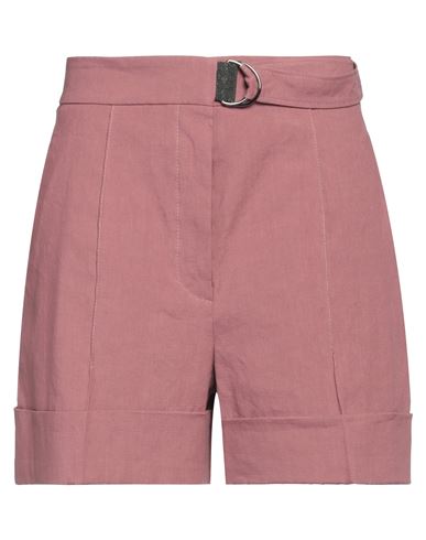 Brunello Cucinelli Woman Shorts & Bermuda Shorts Pastel Pink Size 6 Linen, Viscose, Elastane