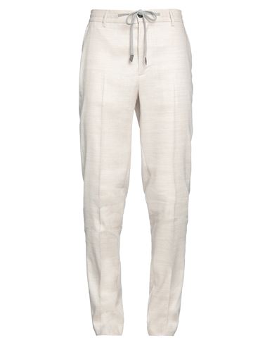 Peserico Man Pants Beige Size 38 Linen, Virgin Wool
