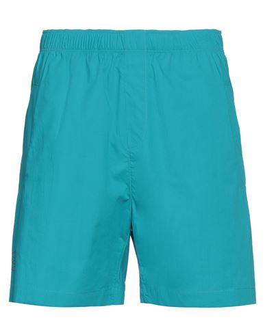 Amaranto Man Shorts & Bermuda Shorts Turquoise Size 34 Cotton In Blue