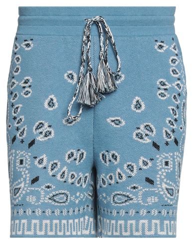 Shop Alanui Man Shorts & Bermuda Shorts Pastel Blue Size L Cotton, Polyamide