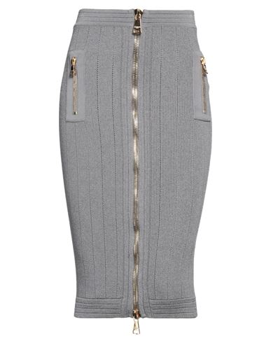 Balmain Woman Midi Skirt Grey Size 2 Viscose, Polyester, Polyamide, Elastane