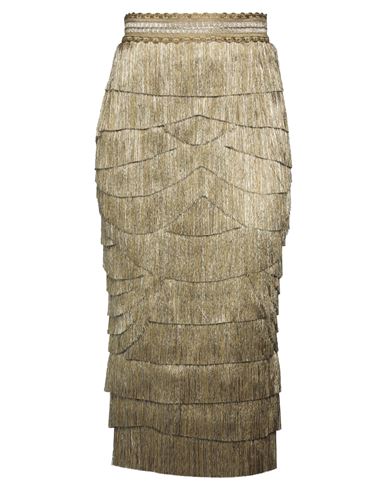 Dolce & Gabbana Woman Midi Skirt Gold Size 2 Silk, Elastane, Viscose, Nylon, Polyester