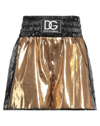 Dolce & Gabbana Woman Shorts & Bermuda Shorts Gold Size 10 Polyester, Polyamide, Viscose