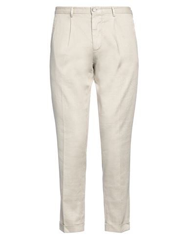 Santaniello Man Pants Off White Size 34 Linen, Cotton, Elastane In Neutral