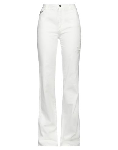 Ermanno Scervino Woman Jeans White Size 4 Cotton, Glass, Brass, Acrylic, Polyamide