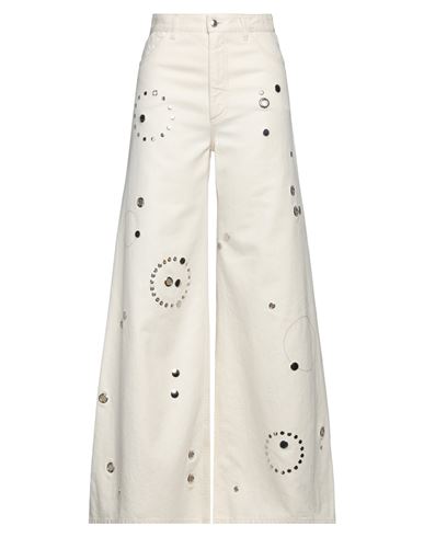 Shop Chloé Woman Jeans Ivory Size 6 Cotton, Hemp, Brass In White