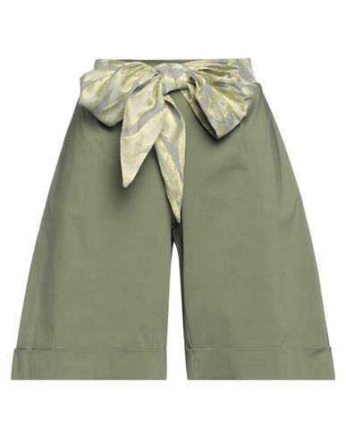 Oblo Unique Oblò Unique Woman Shorts & Bermuda Shorts Military Green Size S Rayon, Polyamide, Elastane