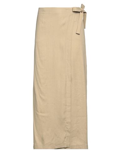 Alberta Ferretti Woman Maxi Skirt Beige Size 12 Linen, Viscose, Elastane
