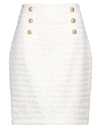 Balmain Woman Mini Skirt Ivory Size 10 Cotton, Polyamide, Polyester In White
