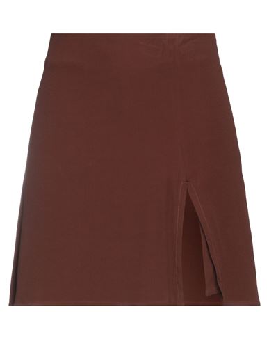 Mar De Margaritas Woman Mini Skirt Cocoa Size L Viscose, Polyester In Brown