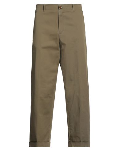 Etro Man Pants Khaki Size 32 Cotton, Elastane In Green