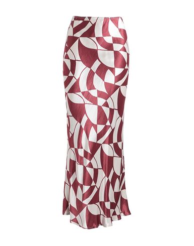 Topshop Woman Long Skirt Burgundy Size 10 Viscose In Red