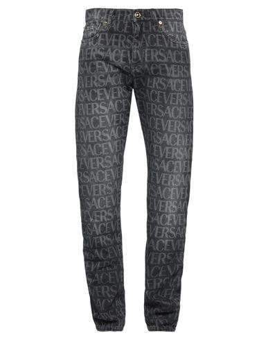 Versace Man Jeans Black Size 33 Cotton, Calfskin