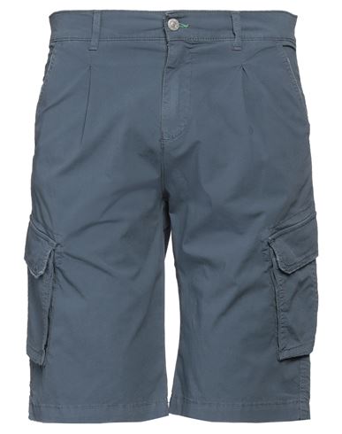 Grey Daniele Alessandrini Man Shorts & Bermuda Shorts Navy Blue Size 33 Cotton, Elastane In Metallic