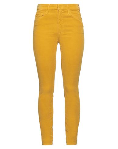 Mother Woman Pants Ocher Size 26 Cotton, Polyester, Elastane In Yellow