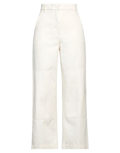 Weekend Max Mara Woman Denim Pants Ivory Size 8 Cotton In White