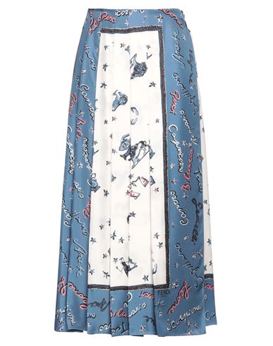 Fendi Woman Maxi Skirt Pastel Blue Size 8 Silk
