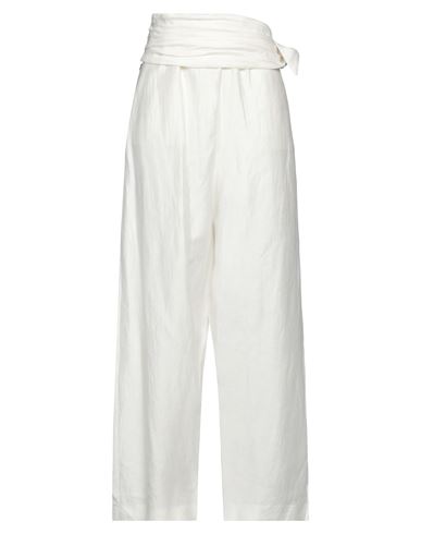 Shop Jijil Woman Pants White Size 8 Linen, Polyamide