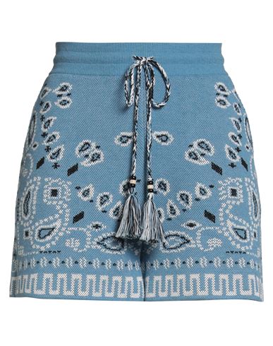 Alanui Woman Shorts & Bermuda Shorts Azure Size L Cotton, Elastane In Blue