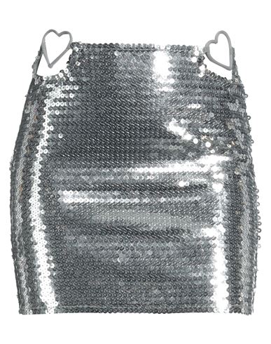Shop Nensi Dojaka Woman Mini Skirt Silver Size S Polyacrylic, Polyamide, Elastane