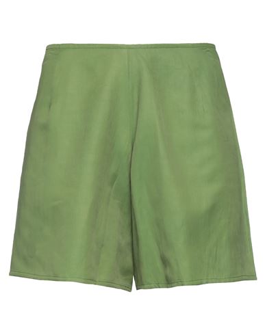 Shop Can Pep Rey Woman Shorts & Bermuda Shorts Green Size S Cupro, Linen, Organic Cotton