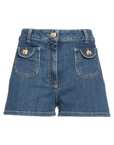 Shop Moschino Woman Denim Shorts Blue Size 10 Cotton, Elastane