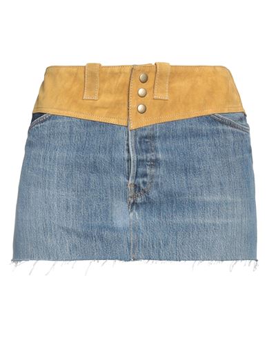 Re/done With Levi's Woman Mini Skirt Blue Size 27 Cotton, Leather