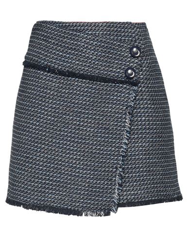 Pinko Woman Mini Skirt Navy Blue Size 4 Cotton, Polyester, Viscose, Polyamide, Metallic Fiber In Black