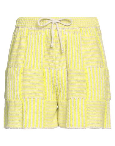 Solotre Woman Shorts & Bermuda Shorts Acid Green Size 2 Cotton, Linen