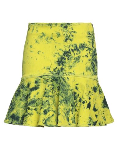 Ferrari Woman Mini Skirt Acid Green Size 26 Cotton, Elastane