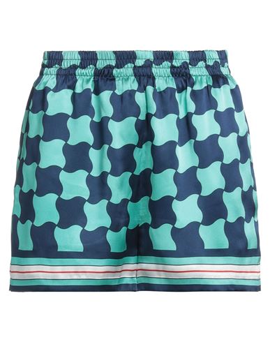 Shop Casablanca Woman Shorts & Bermuda Shorts Turquoise Size 4 Silk In Blue