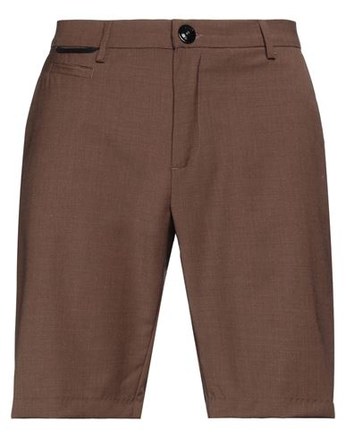 Pmds Premium Mood Denim Superior Man Shorts & Bermuda Shorts Dark Brown Size 33 Polyamide, Wool, Ela