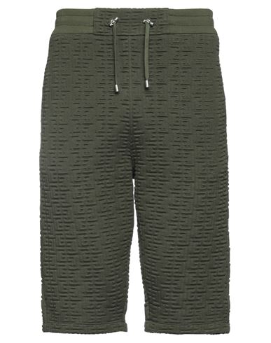 Balmain Man Shorts & Bermuda Shorts Military Green Size M Polyamide, Viscose, Elastane, Cotton
