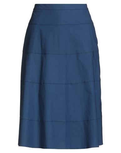 Rosso35 Woman Midi Skirt Navy Size 8 Cotton, Elastane In Blue