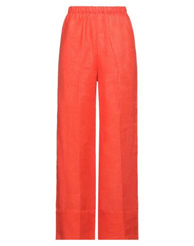 Shop The Malama Studio Woman Pants Tomato Red Size M/l Linen