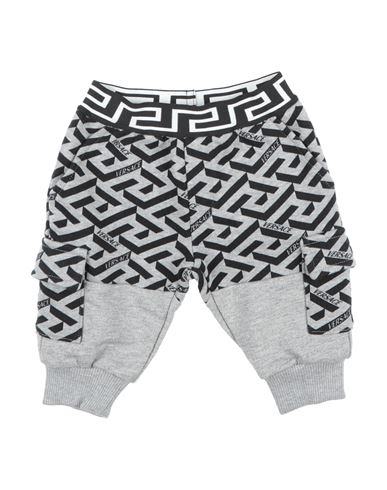Shop Versace Young Newborn Boy Pants Grey Size 3 Cotton, Polyamide, Elastane, Polyester