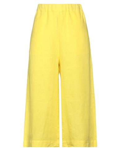 Fedeli Woman Cropped Pants Yellow Size 6 Linen