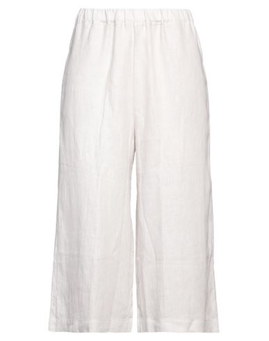 Fedeli Woman Cropped Pants Light Grey Size 10 Linen