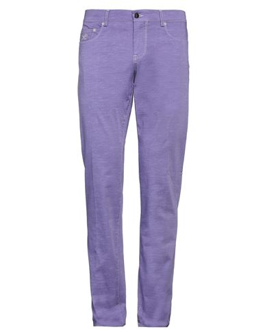 Panama Man Pants Purple Size 34 Cotton, Elastane