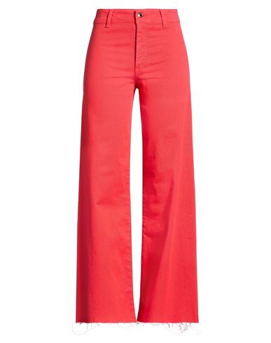 Kartika Woman Pants Red Size 12 Cotton, Elastane