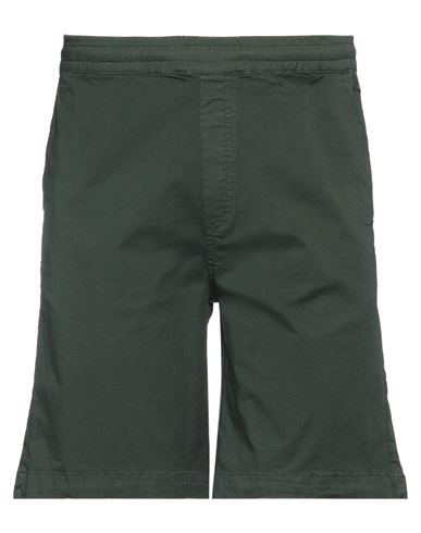 Iuter Man Shorts & Bermuda Shorts Dark Green Size S Cotton, Elastane