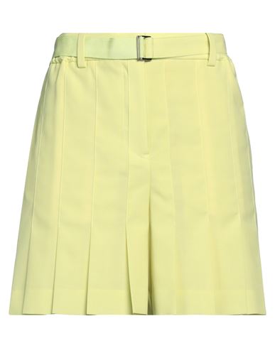 Sacai Pleated Wide-leg Tailored Shorts In Yellow
